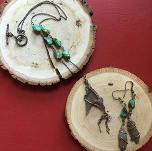 Turquoise necklace and earrings